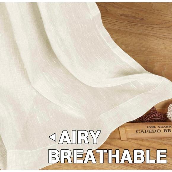 New Set of 2 H.VERSAILTEX Ivory Linen Nickel Grommet Curtain Panels - 52x54 - Picture 6 of 8